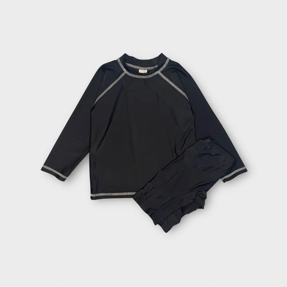 City Threads Black Swim Rash Guard & Swim Shorts Set